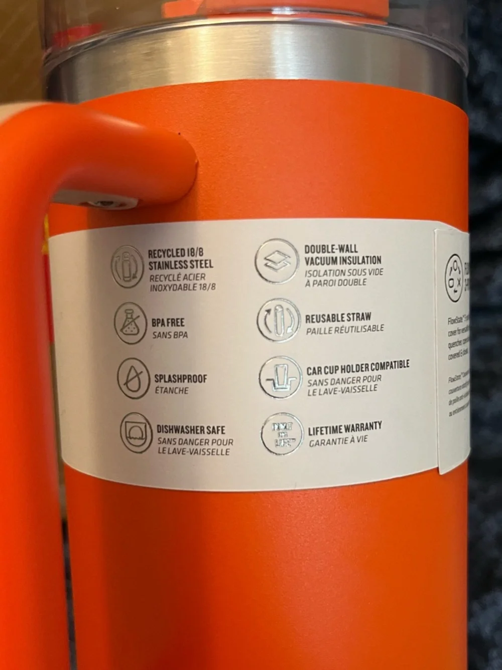 Stanley Quencher Flowstate H2.0 Tumbler Orange 40 Ounces - Picture 10 of 10